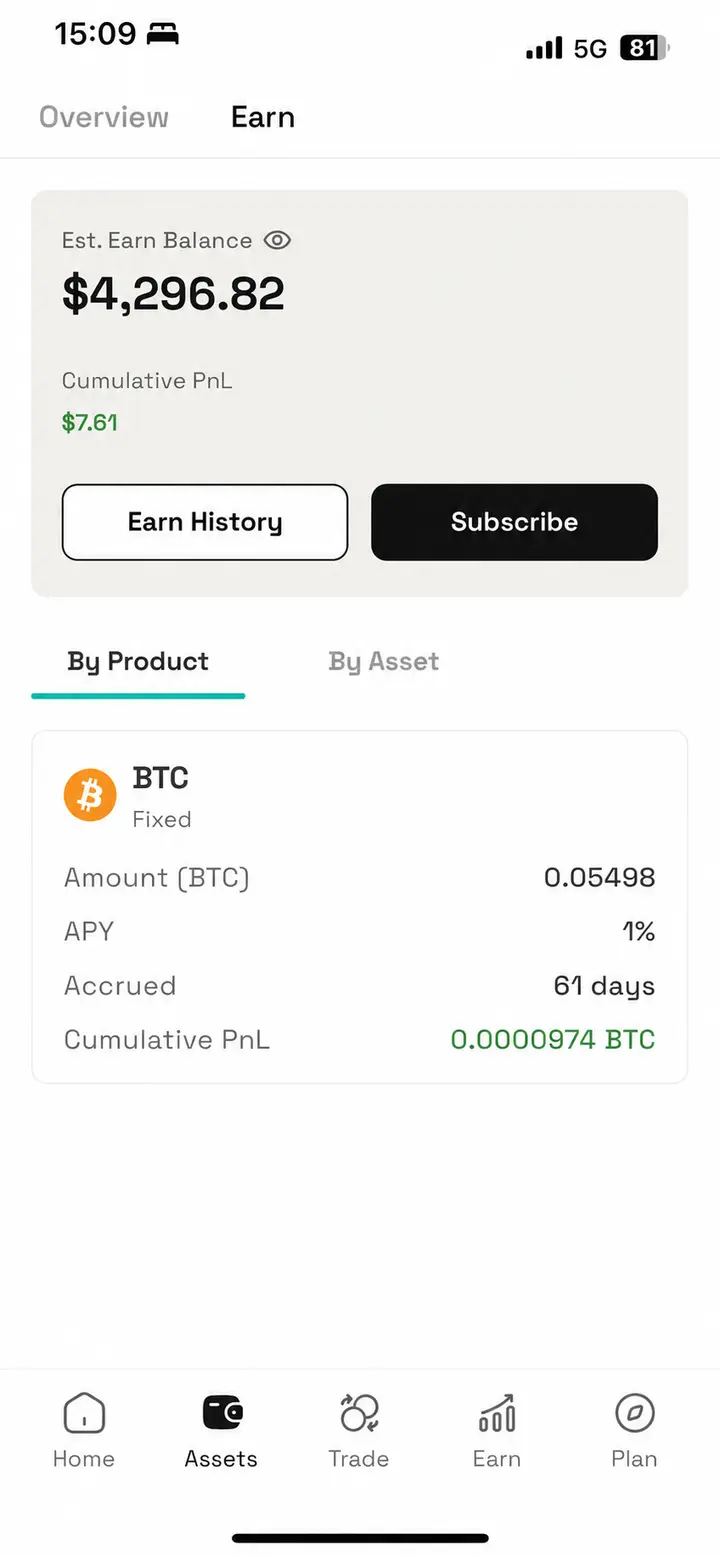 Aura Earn portfolio showing invested value and positions
